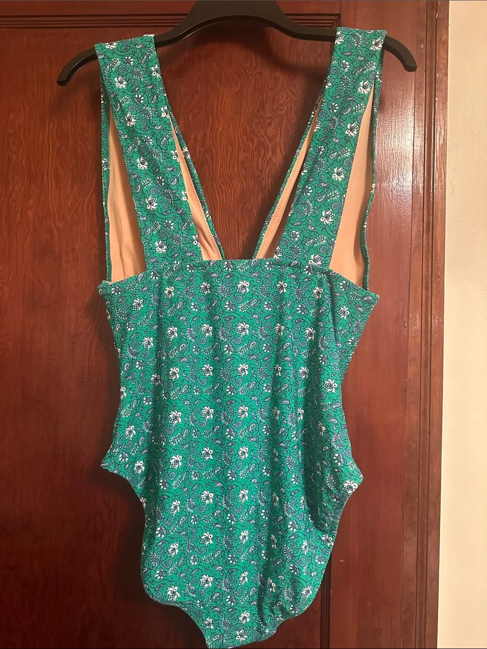 NWT J Crew Women’s One Piece Floral Paisley Print Green Swimsuit Sz Large